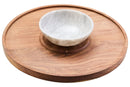 Kora Acacia Wood And White Marble Chip And Dip Platter