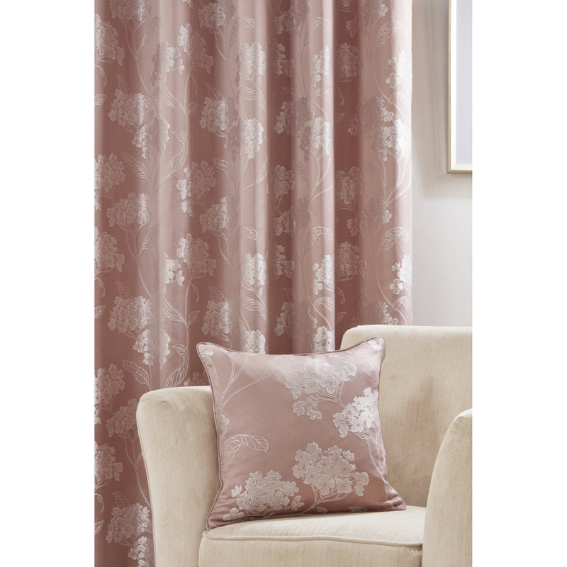 Blossom Luxury Jacquard Eyelet Curtains - Pink