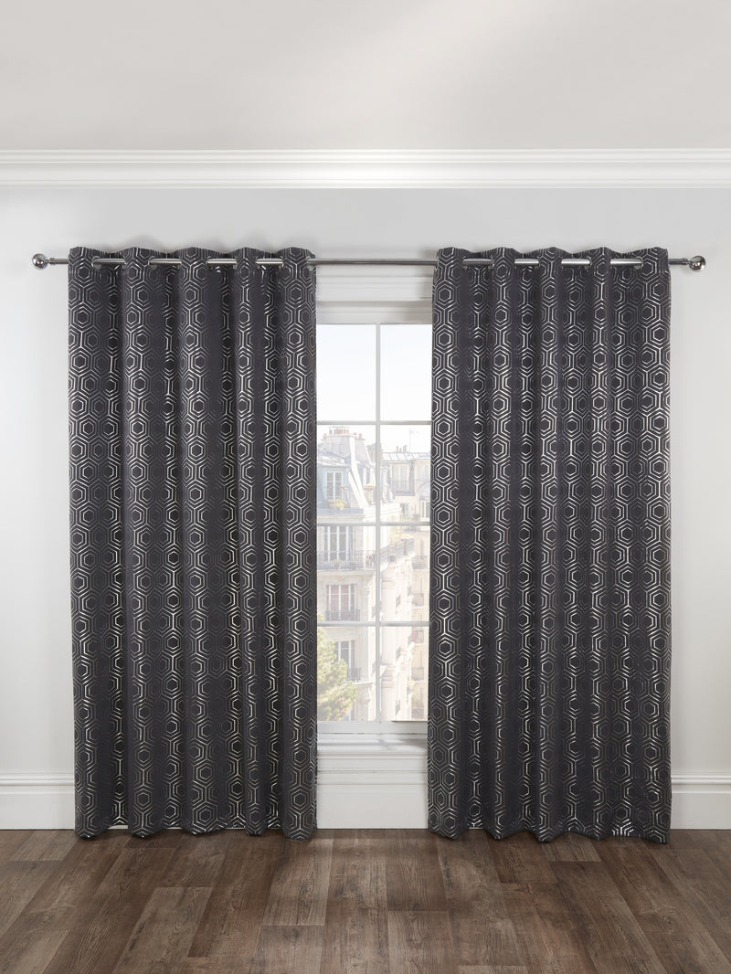 Hartford Blackout Eyelet Curtains - Charcoal Grey