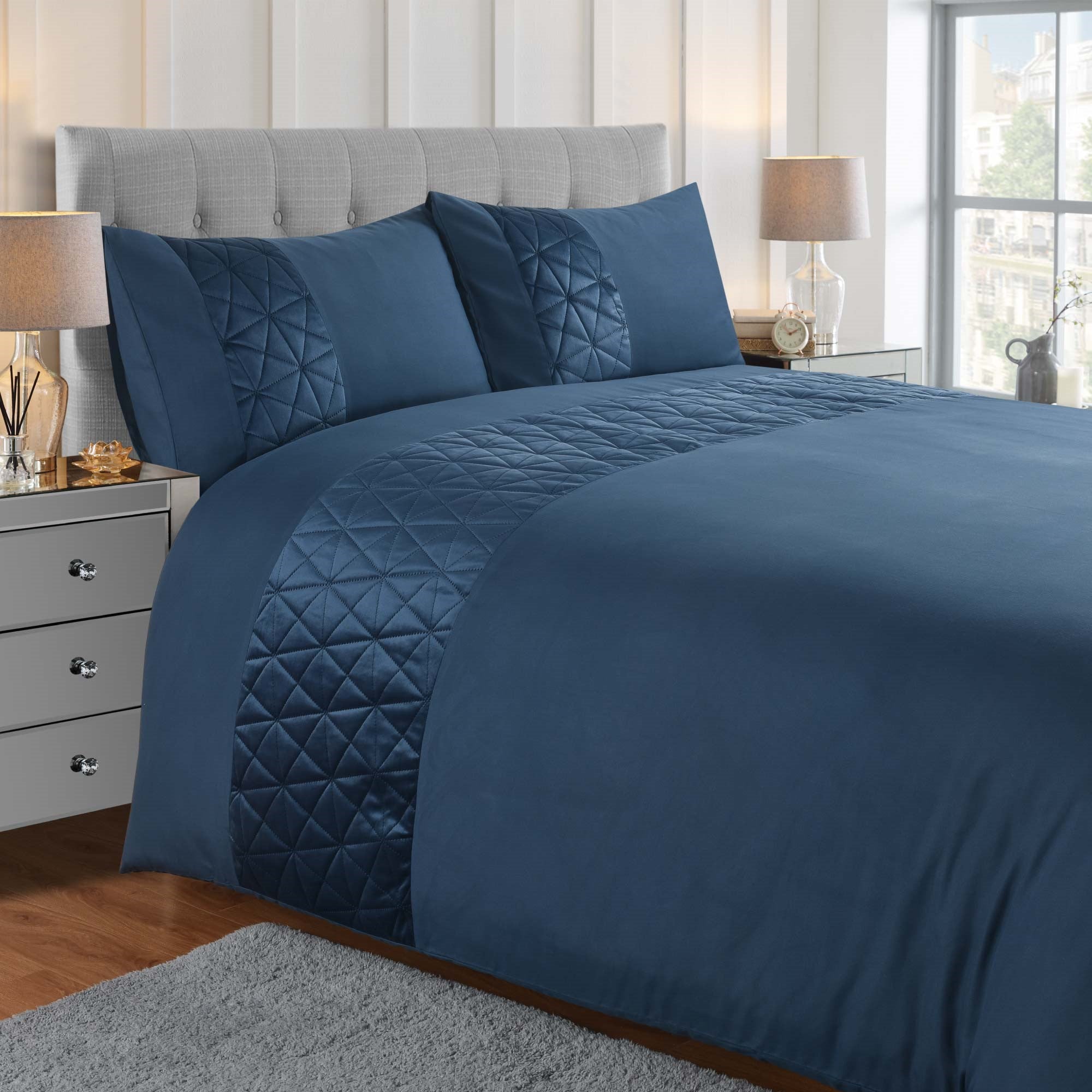 Panel Beding Lewis's Pinsonic Panel Bedding Duvet Set - Blue