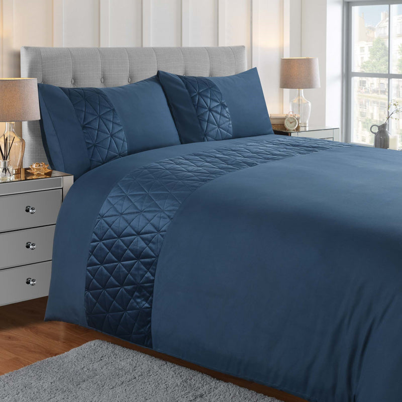 Lewis's Pinsonic Panel Bedding Duvet Set - Blue