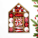 Christmas Sparkle Bauble Box of 56 pieces - Red & White