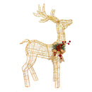 Christmas Sparkle Rattan Reindeer with Champagne Bow with 170 Warm White Lights - Gold