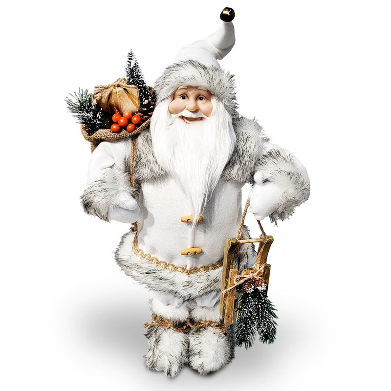 Christmas Sparkle Santa with Sledge Standing 45cm - White