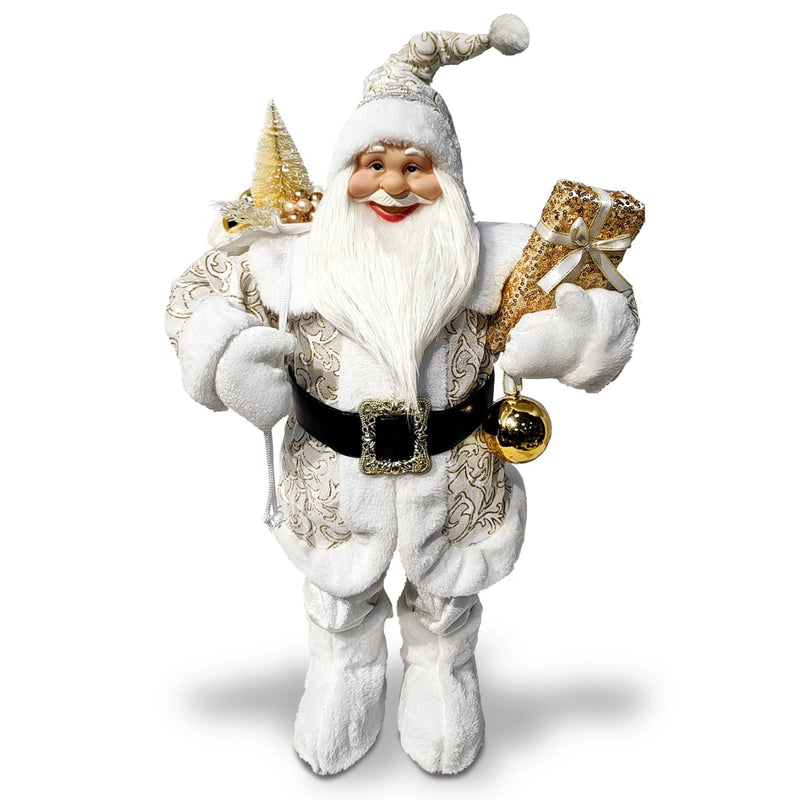 Christmas Sparkle Santa with Presents Standing 60cm - Silver & Champagne