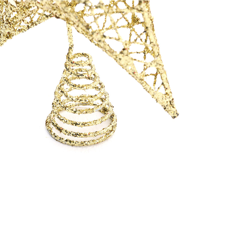 Livingandhome Decorative Star Sequins Christmas Tree Topper with LED Lights