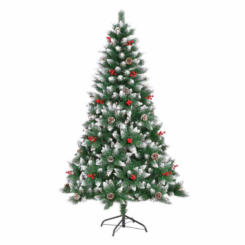 Christmas Sparkle Luxury Nevada Christmas Tree with Pinecones and Berries 6ft - Green