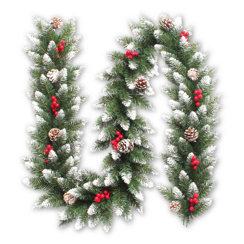 Christmas Sparkle Luxury Nevada Christmas Garland with Pinecones and Berries 2m - Green