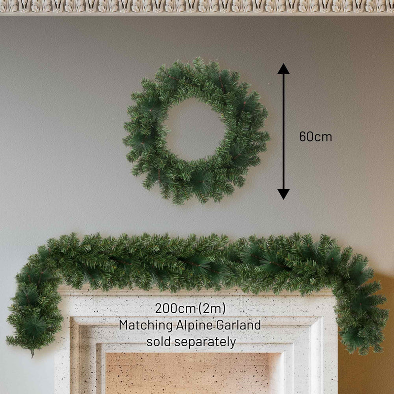 Christmas Sparkle Alpine Christmas Wreath 60cm - Green