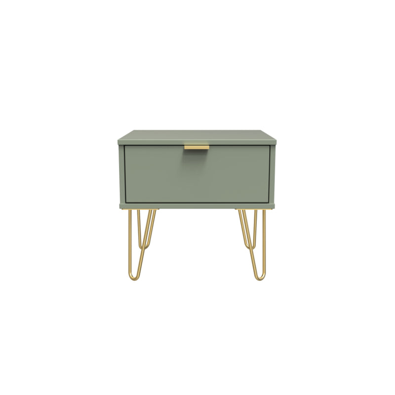 Harare Ready Assembled Bedside Table with 1 Drawer  - Reed Green