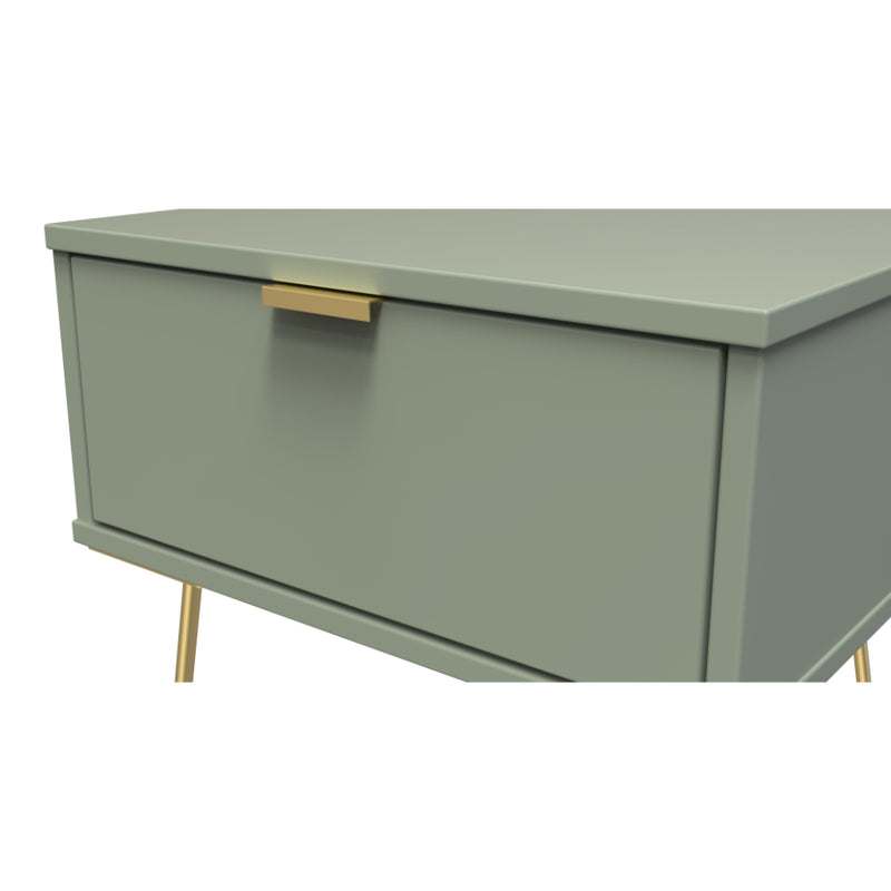 Harare Ready Assembled Bedside Table with 1 Drawer  - Reed Green