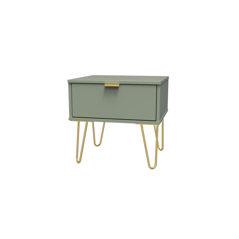 Harare Ready Assembled Bedside Table with 1 Drawer  - Reed Green