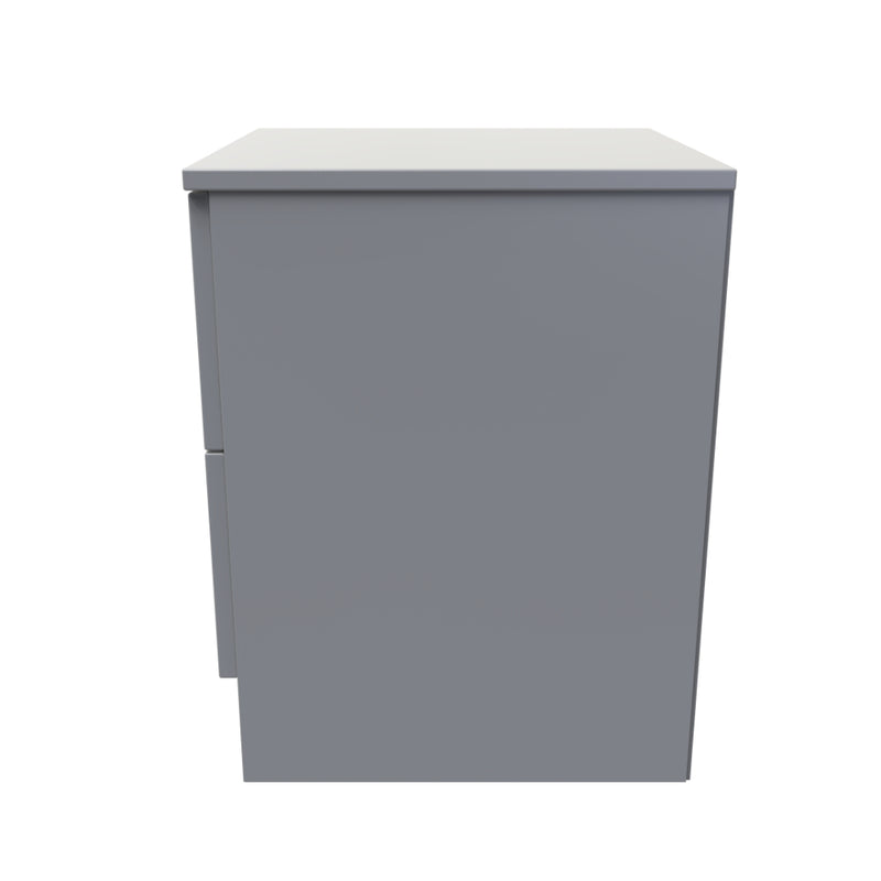 Paris Ready Assembled Bedside Table with 2 Drawers  - Uniform Gloss & Dusk Grey