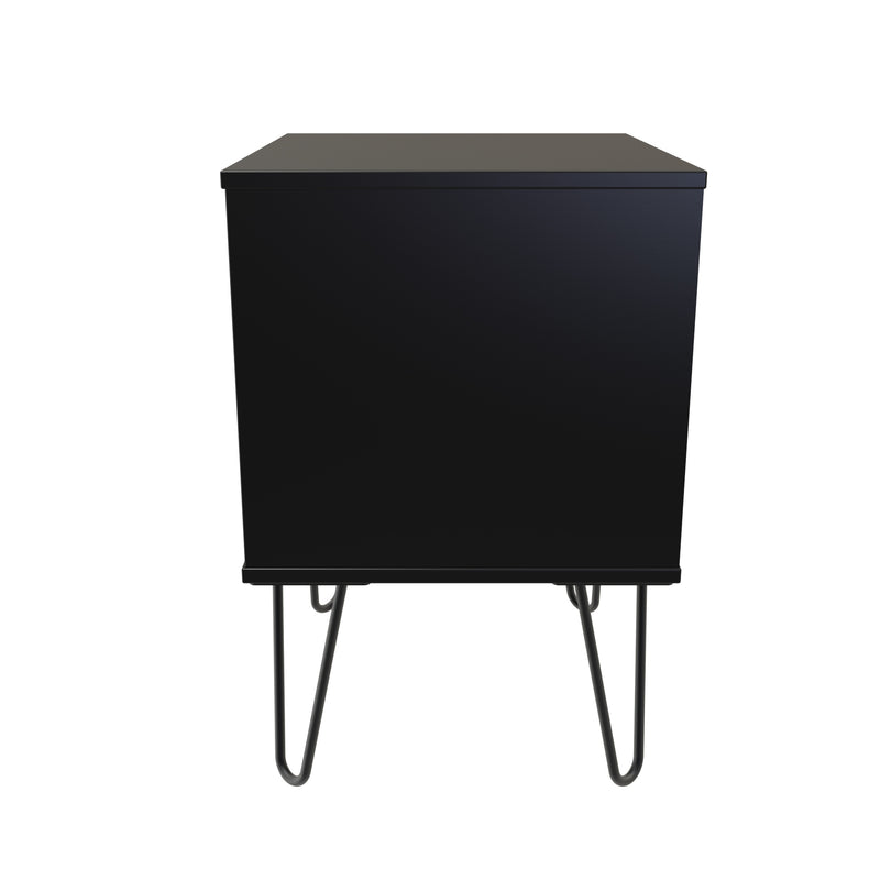 Haiti Ready Assembled Bedside Table with 2 Drawers  - Black Matt