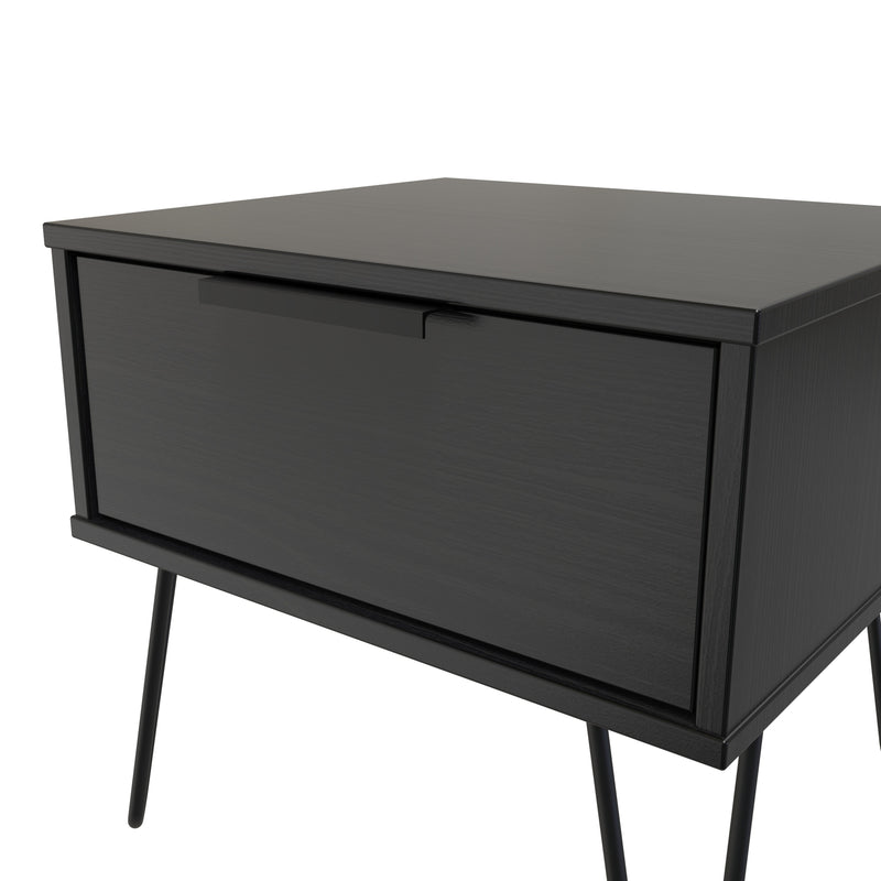 Haiti Ready Assembled Bedside Table with 1 Drawer  - Black Matt