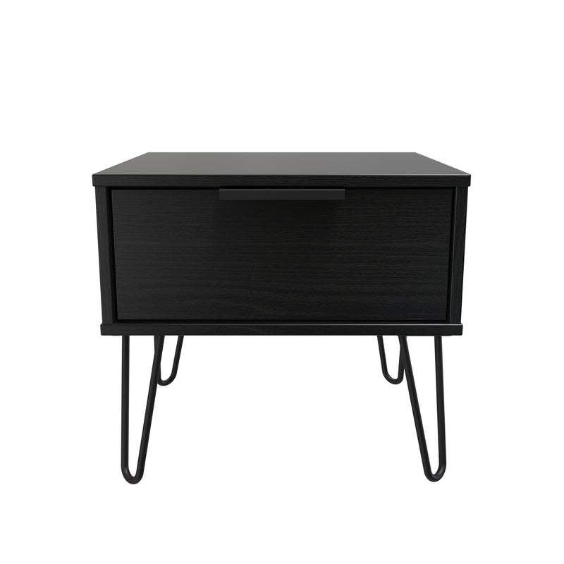 Haiti Ready Assembled Bedside Table with 1 Drawer  - Black Matt