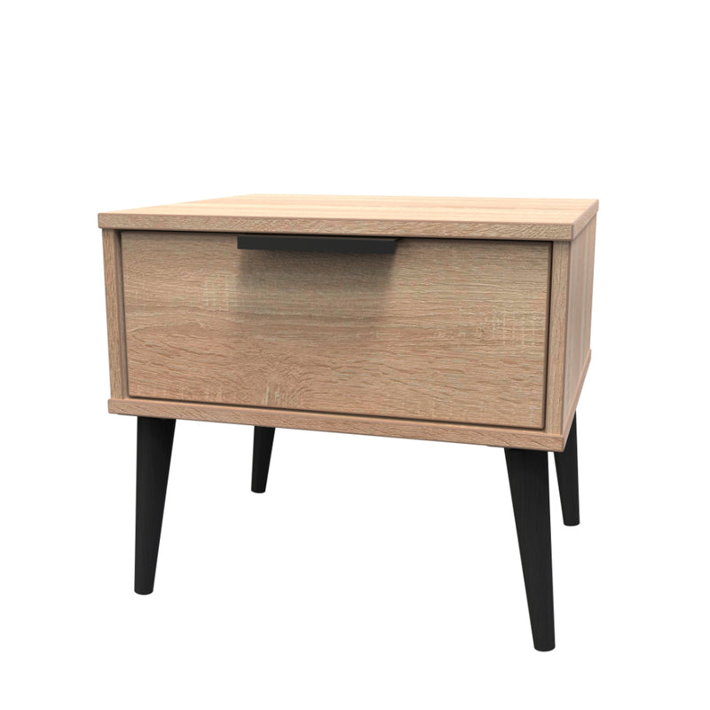 Helsinki Ready Assembled Bedside Table with 1 Drawer  - Bardolino Oak