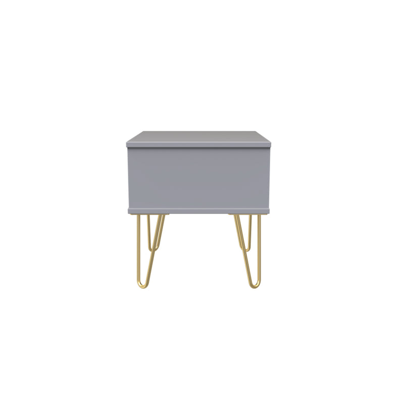 Glitz Ready Assembled Bedside Table with 1 Drawer  - Shadow Matt & Grey