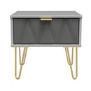 Glitz Ready Assembled Bedside Table with 1 Drawer  - Shadow Matt & Grey