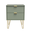 Harare Ready Assembled Bedside Table with 2 Drawers  - Reed Green