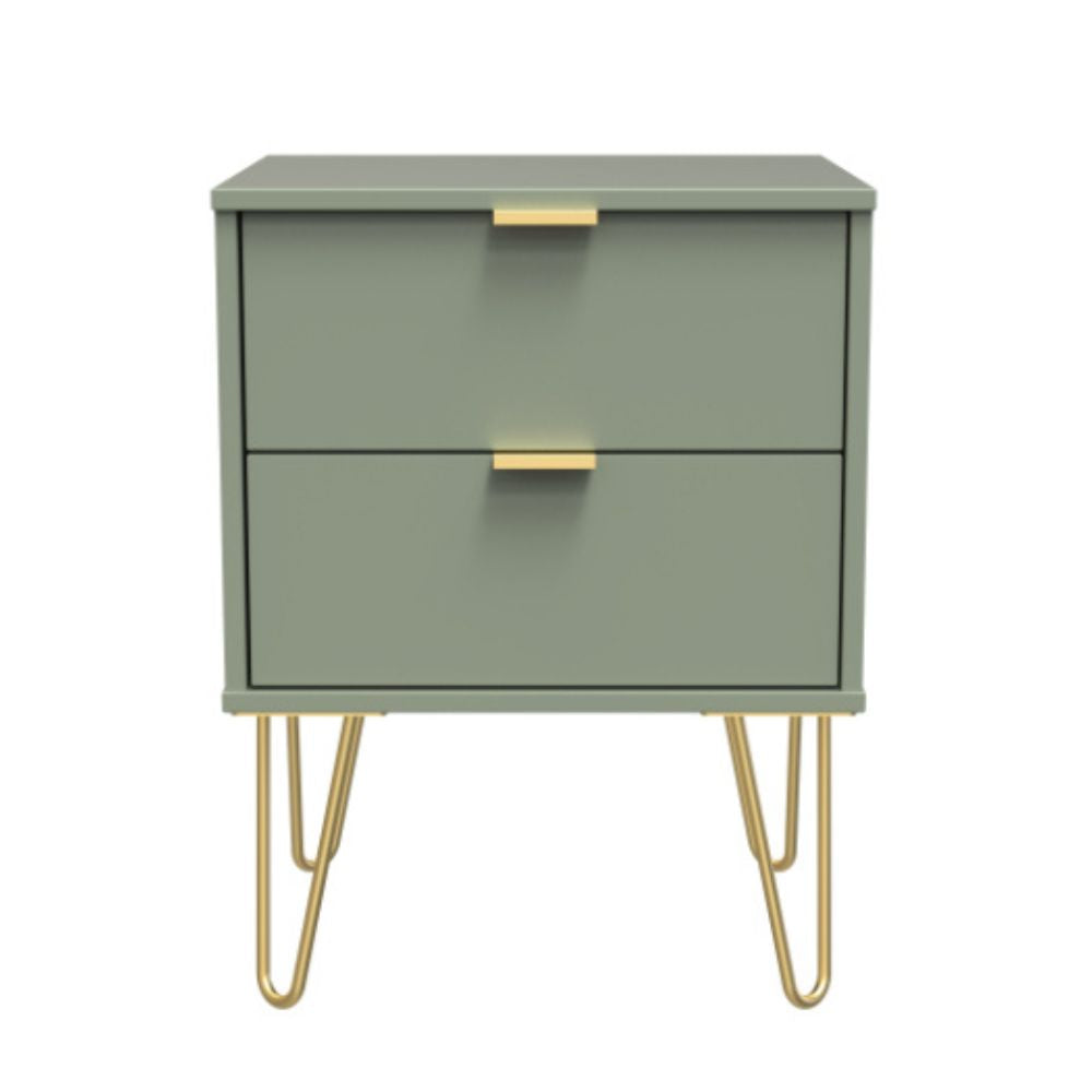 Harare Ready Assembled Bedside Table with 2 Drawers Reed Green
