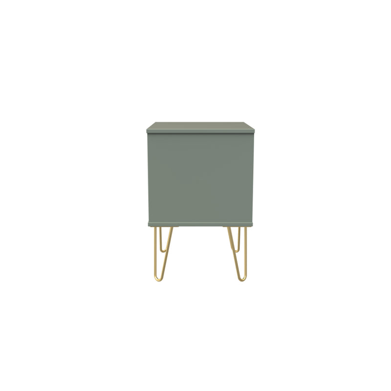 Harare Ready Assembled Bedside Table with 2 Drawers  - Reed Green