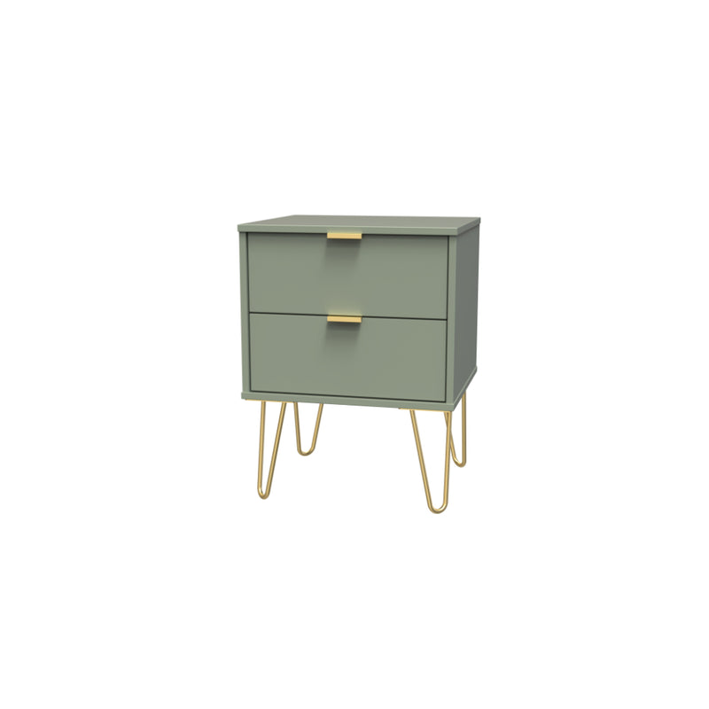 Harare Ready Assembled Bedside Table with 2 Drawers  - Reed Green