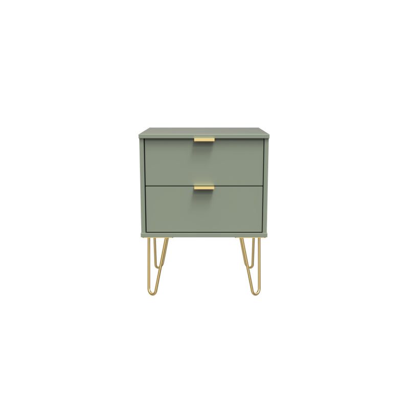 Harare Ready Assembled Bedside Table with 2 Drawers  - Reed Green