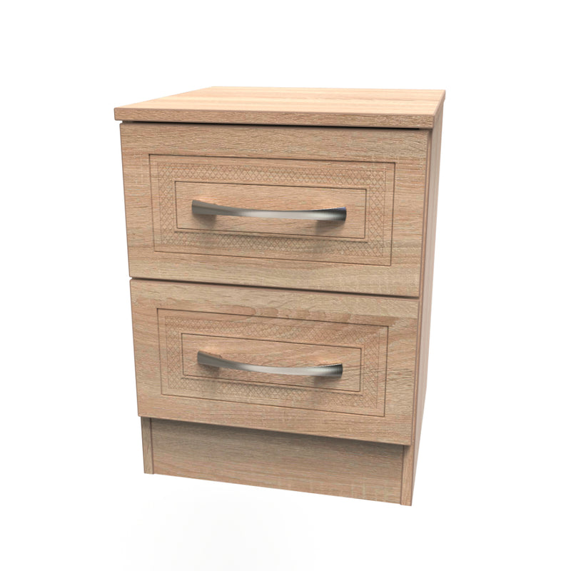 Dakar Ready Assembled Bedside Table with 2 Drawers  - Modern Oak