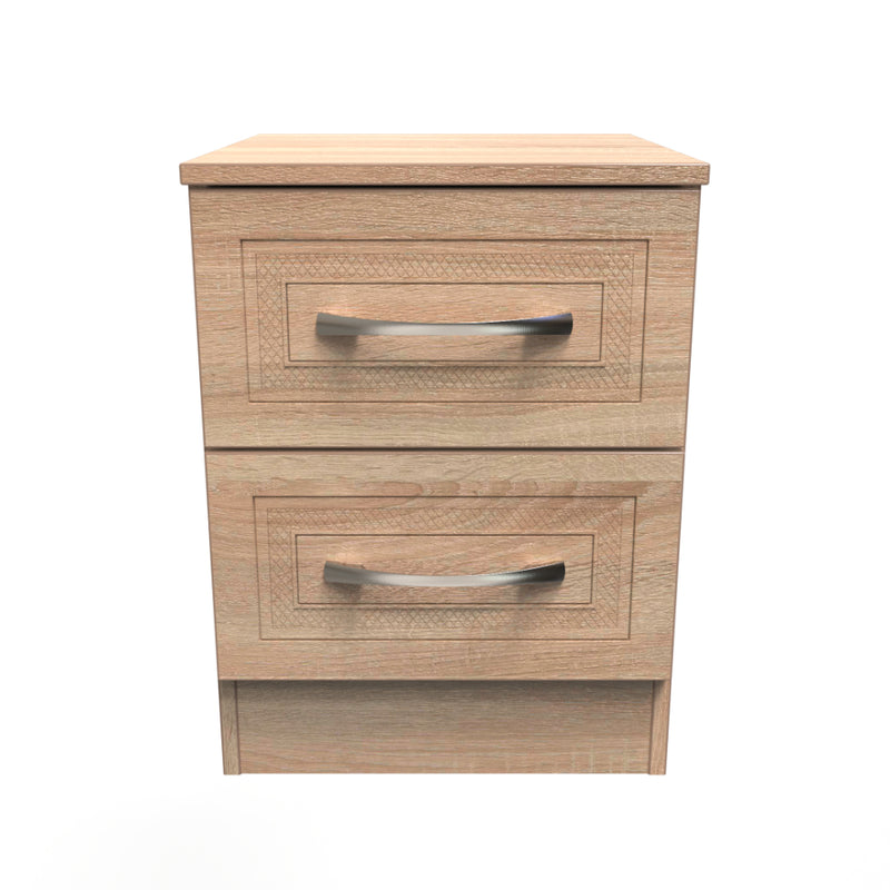 Dakar Ready Assembled Bedside Table with 2 Drawers  - Modern Oak