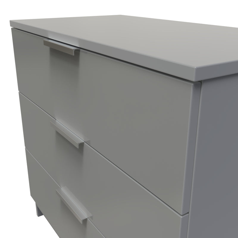 Paris Ready Assembled Chest of Drawers with 3 Drawers  - Uniform Gloss & Dusk Grey