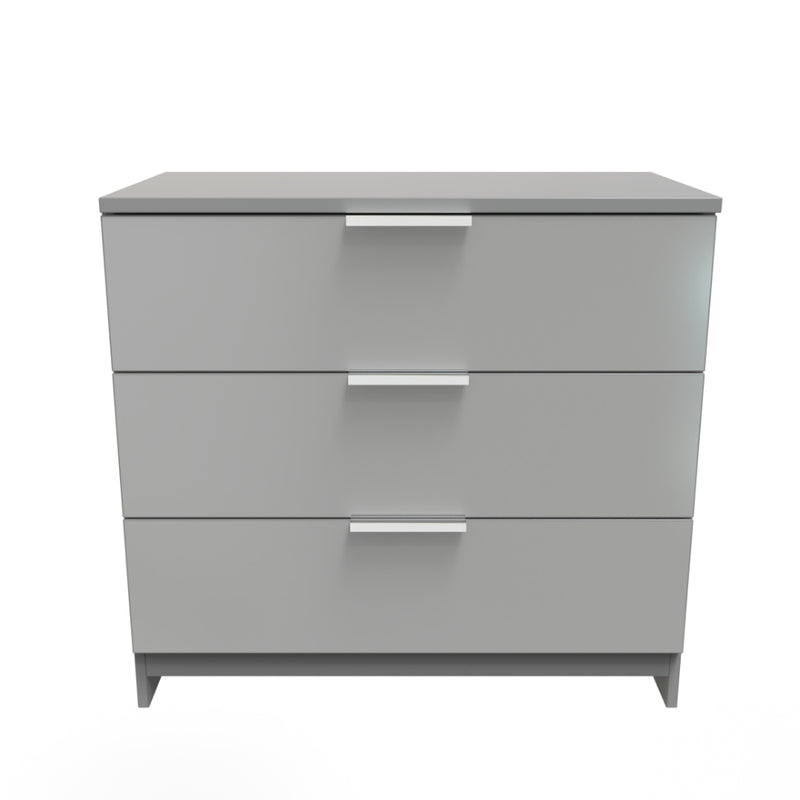 Paris Ready Assembled Chest of Drawers with 3 Drawers  - Uniform Gloss & Dusk Grey