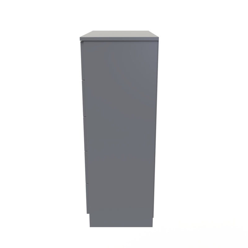 Paris Ready Assembled Chest of Drawers with 5 Drawers  - Uniform Matt & Dusk Grey