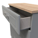 Kingston Ready Assembled Deep Chest of Drawers with 3 Drawers  - Dust Grey & Bardolino Oak
