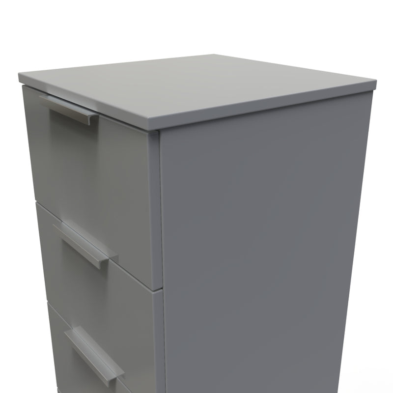 Paris Ready Assembled Tallboy Chest of Drawers with 5 Drawers  - Uniform Gloss & Dusk Grey