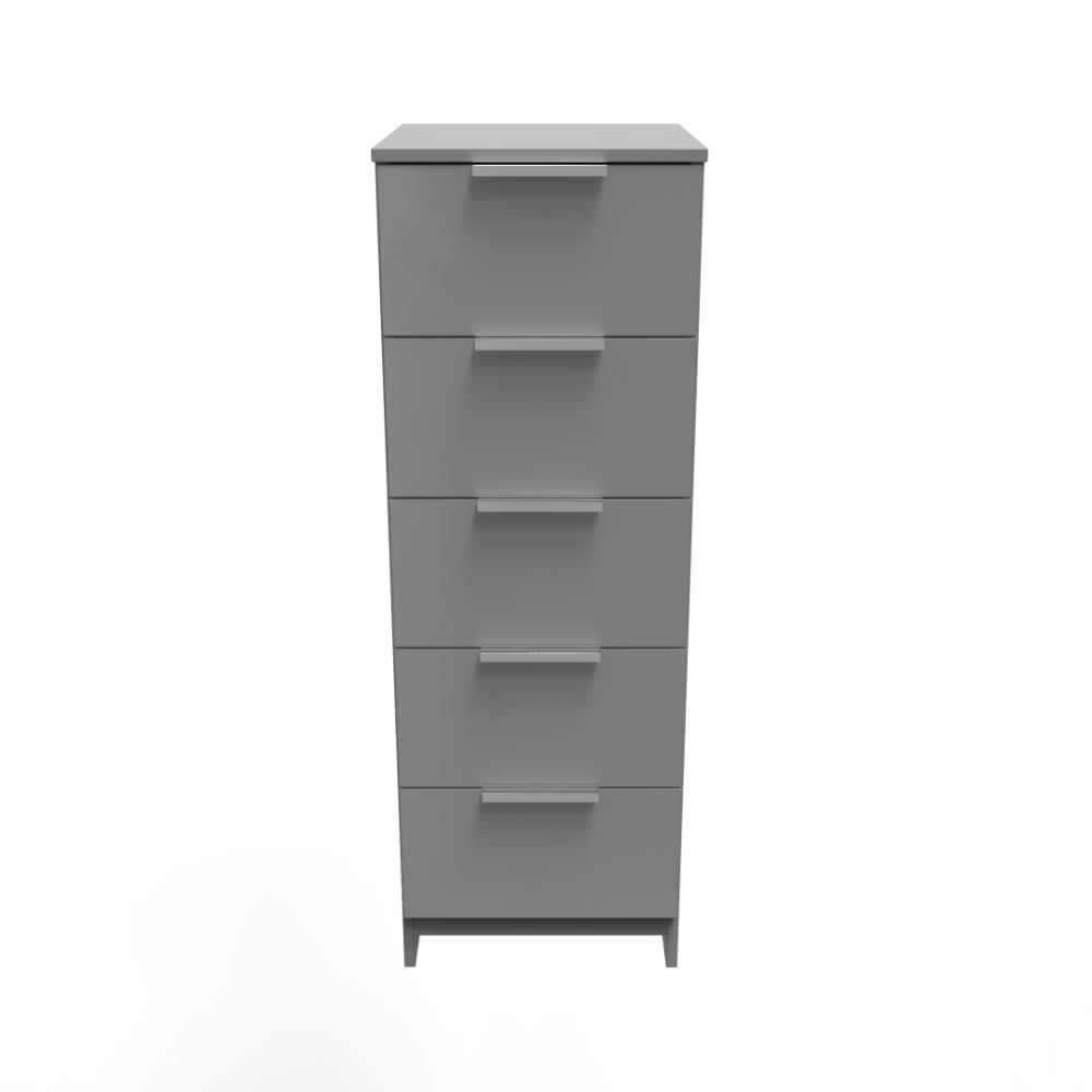 Paris Ready Assembled Tallboy Chest of Drawers with 5 Drawers Uniform Matt Dusk Grey