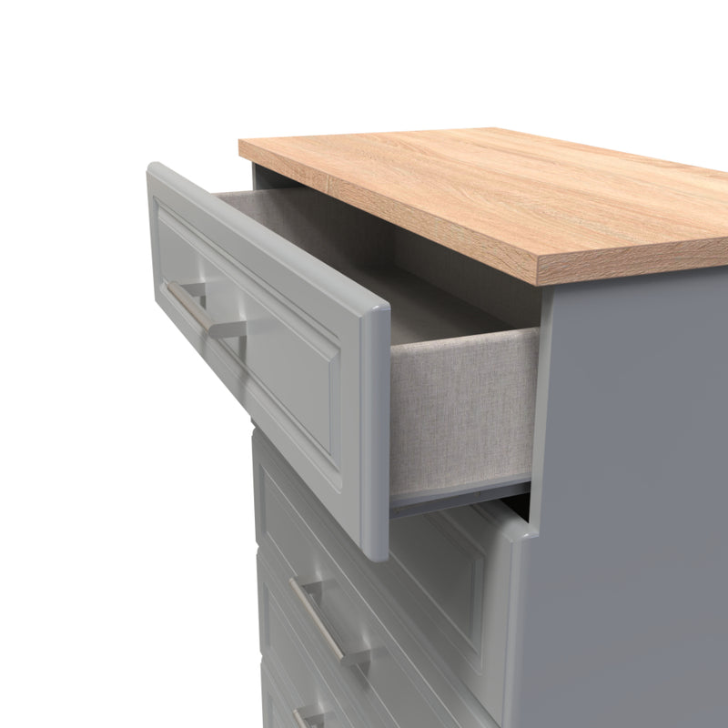 Kingston Ready Assembled Chest of Drawers with 5 Drawers  - Dust Grey & Bardolino Oak