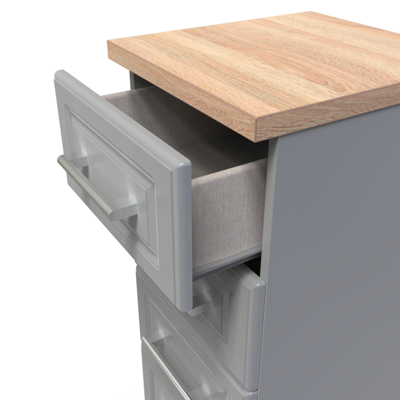 Kingston Ready Assembled Tallboy Chest of Drawers with 5 Drawers  - Dust Grey & Bardolino Oak