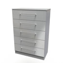 Wellington Ready Assembled Chest of Drawers with 5 Drawers  - Uniform Matt & Dusk Grey