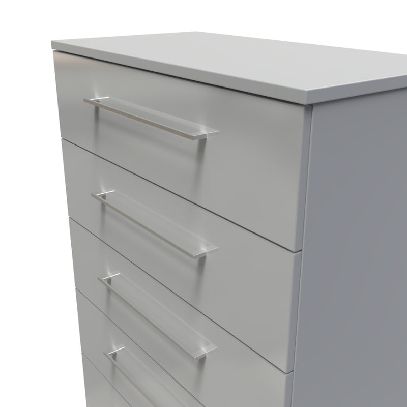 Wellington Ready Assembled Chest of Drawers with 5 Drawers  - Uniform Gloss & Dusk Grey
