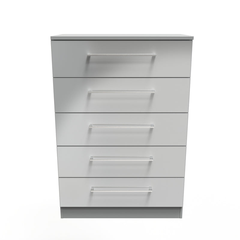 Wellington Ready Assembled Chest of Drawers with 5 Drawers  - Uniform Gloss & Dusk Grey