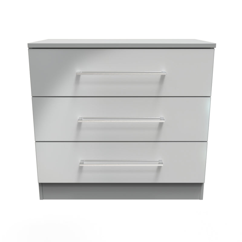 Wellington Ready Assembled Chest of Drawers with 3 Drawers  - Uniform Gloss & Dusk Grey