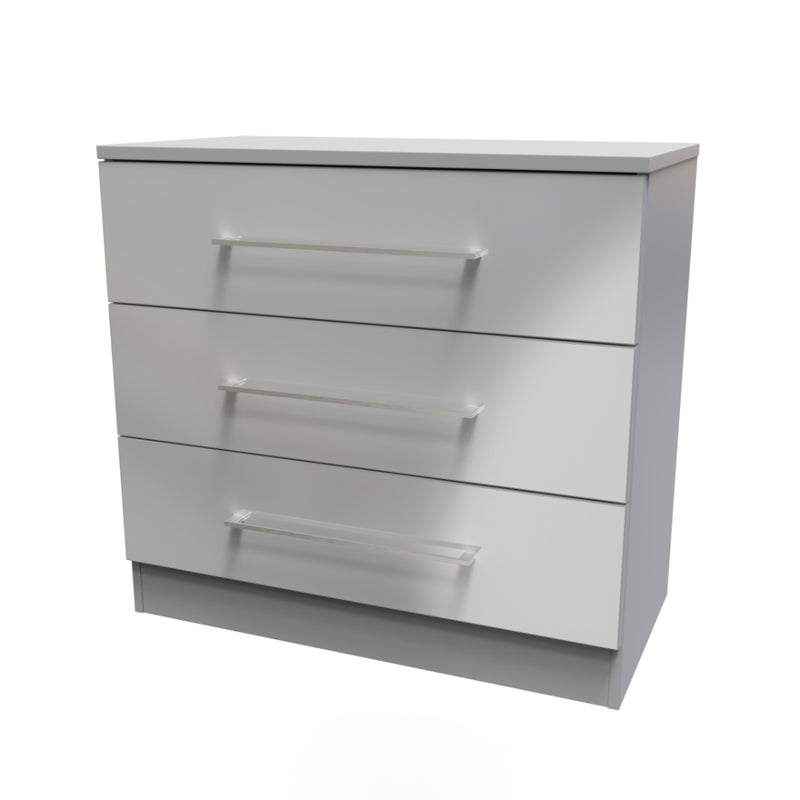 Wellington Ready Assembled Chest of Drawers with 3 Drawers  - Uniform Gloss & Dusk Grey