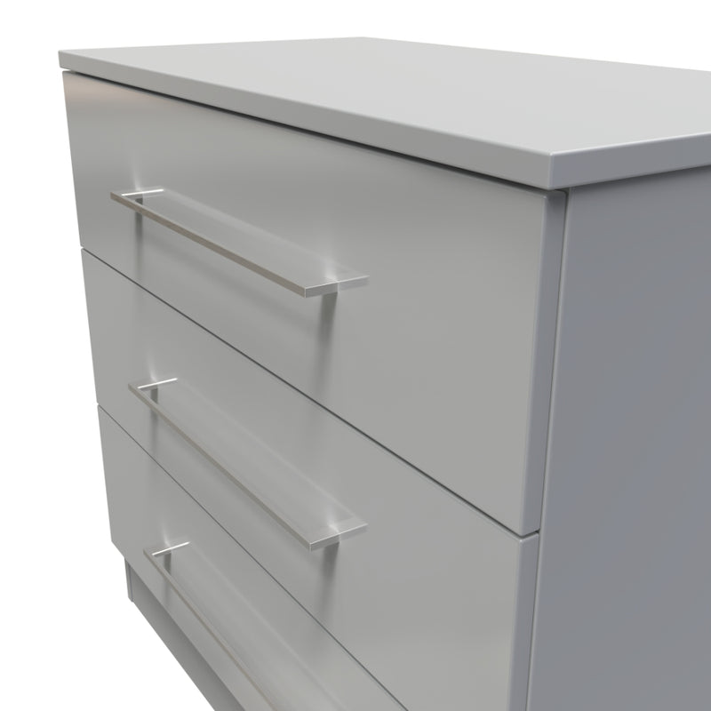 Wellington Ready Assembled Chest of Drawers with 3 Drawers  - Uniform Gloss & Dusk Grey
