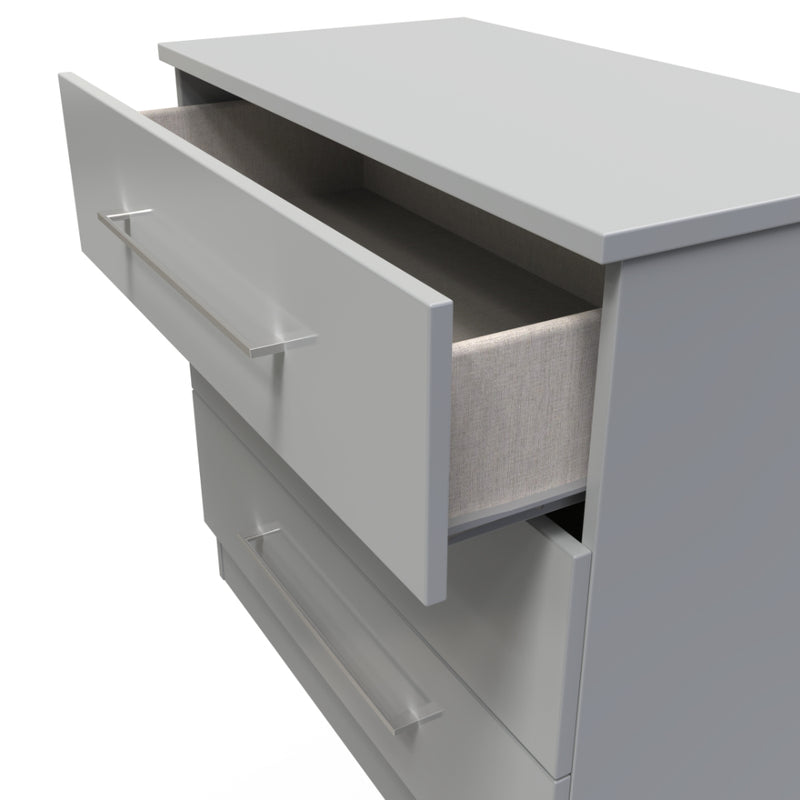 Wellington Ready Assembled Chest of Drawers with 3 Drawers  - Uniform Matt & Dusk Grey