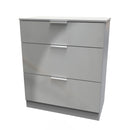 Paris Ready Assembled Deep Chest of Drawers with 3 Drawers  - Uniform Matt & Dusk Grey