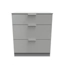 Paris Ready Assembled Deep Chest of Drawers with 3 Drawers  - Uniform Matt & Dusk Grey