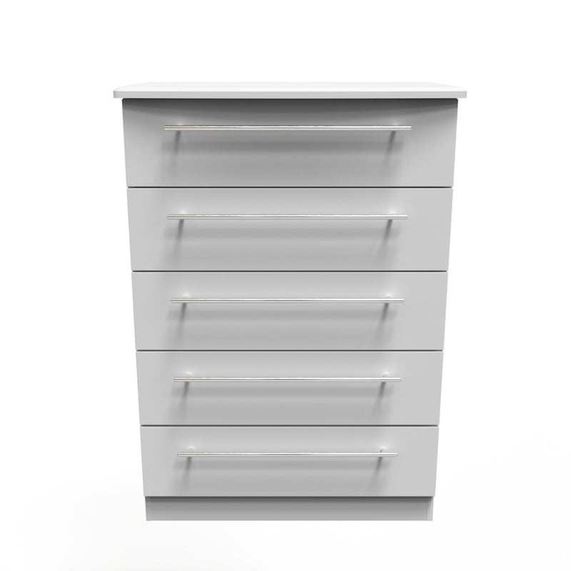Sofia Ready Assembled Chest of Drawers with 5 Drawers  - Grey Matt