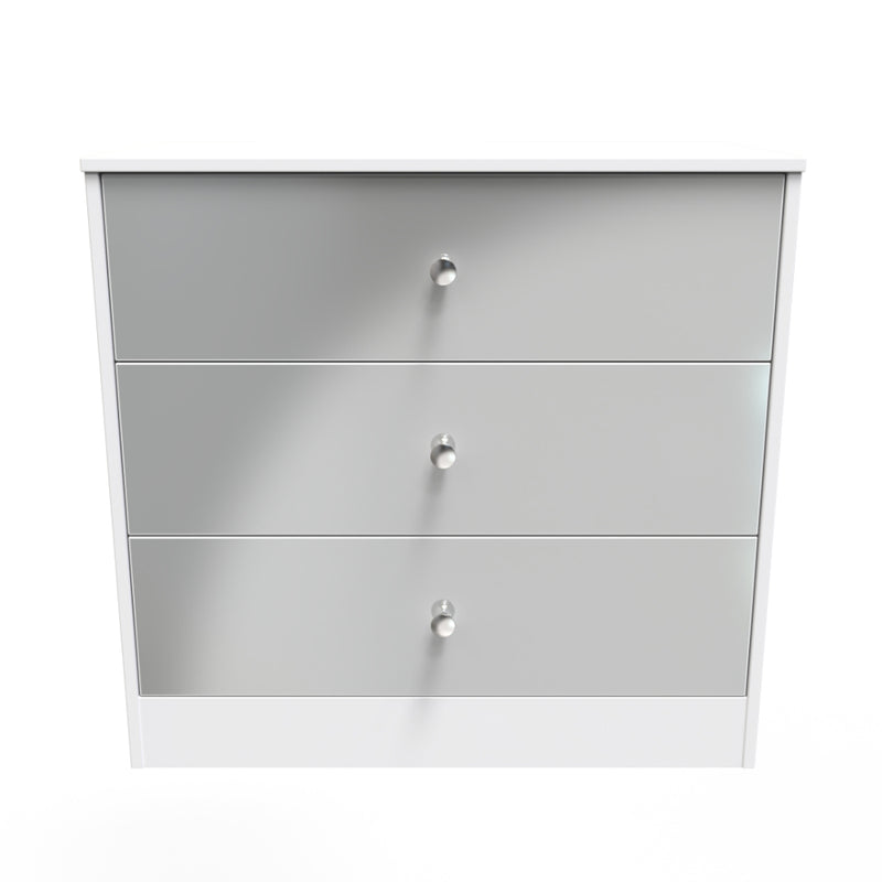 Porto Ready Assembled Chest of Drawers with 3 Drawers  - Uniform Gloss & White Matt