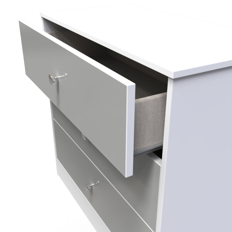 Porto Ready Assembled Chest of Drawers with 3 Drawers  - Uniform Matt & White Matt